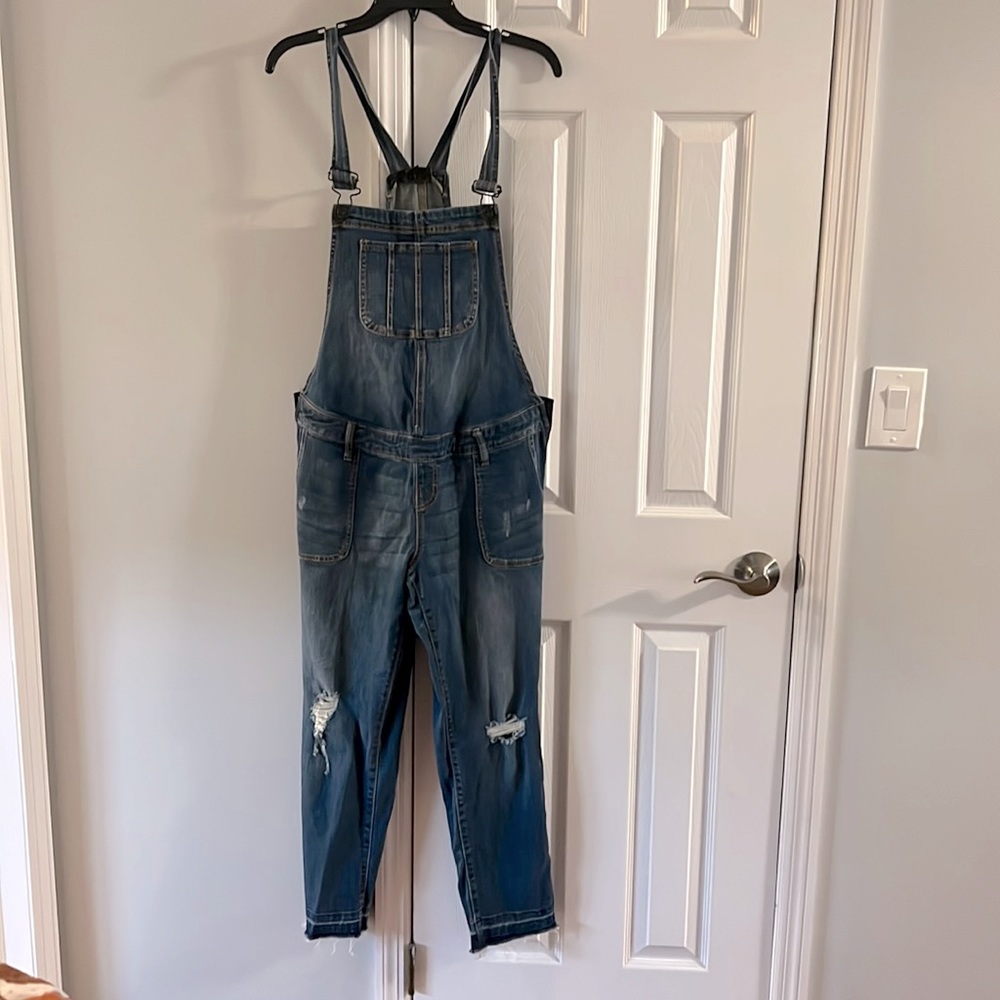 Denim maternity overalls